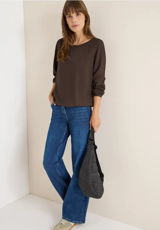 Bluse in Unifarbe chocolate mousse