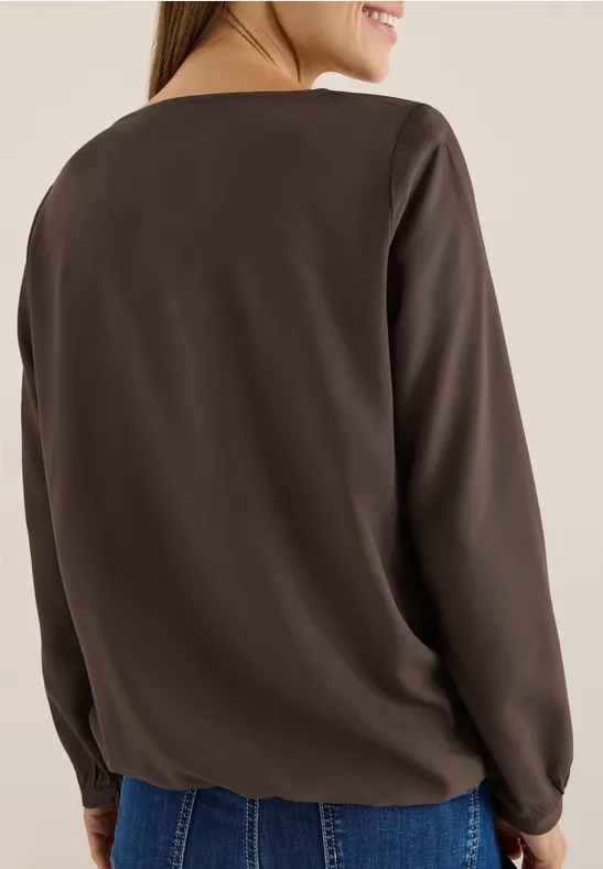 Bluse in Unifarbe chocolate mousse