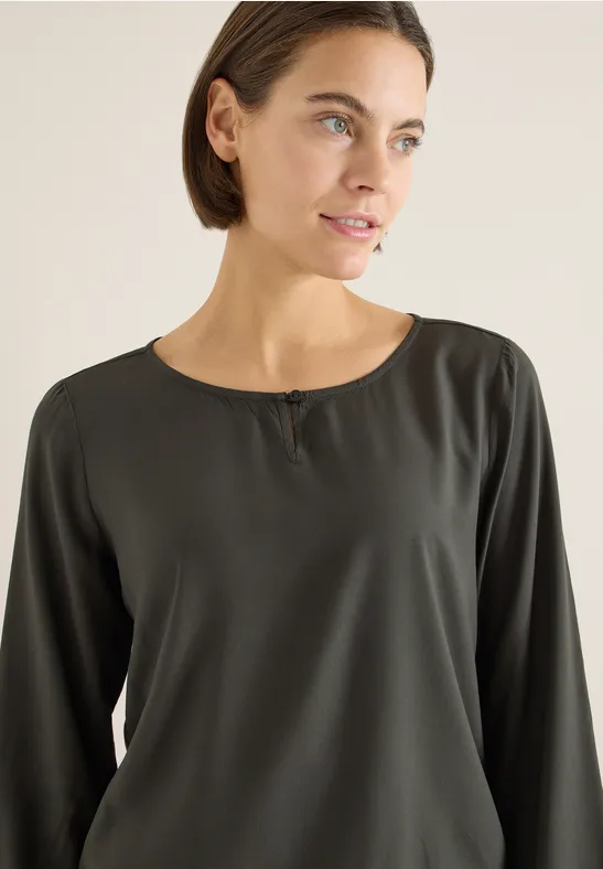Bluse in Unifarbe raw khaki