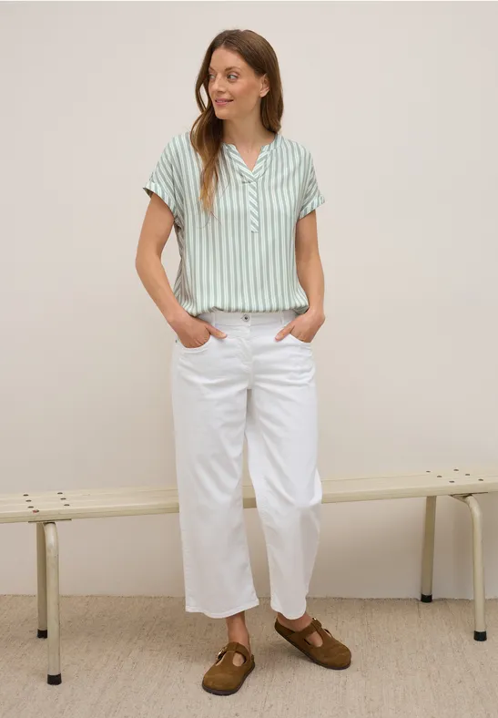 Gestreiftes Blusenshirt vanilla white