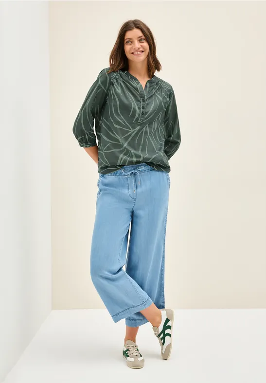 Print-Mix Bluse dark balmy khaki