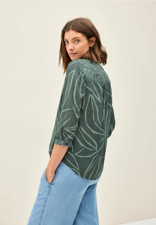 Print-Mix Bluse dark balmy khaki
