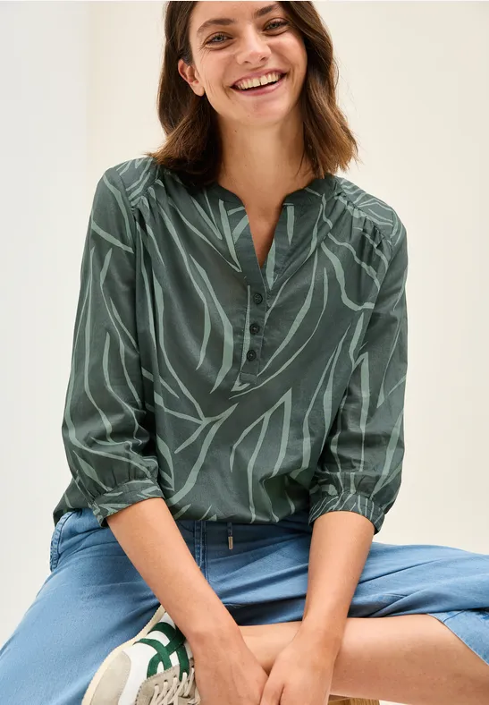 Print-Mix Bluse dark balmy khaki