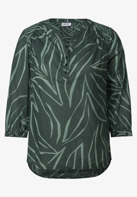 Print-Mix Bluse dark balmy khaki