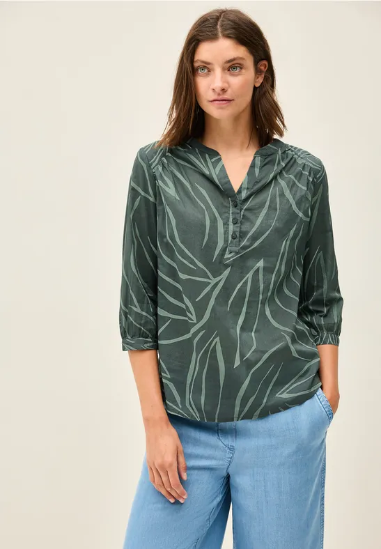 Print-Mix Bluse dark balmy khaki