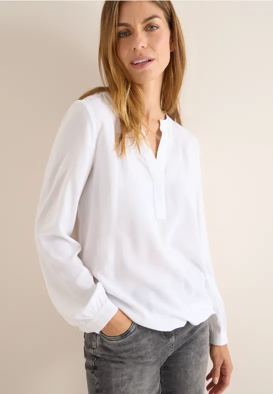 Split Neck Bluse White