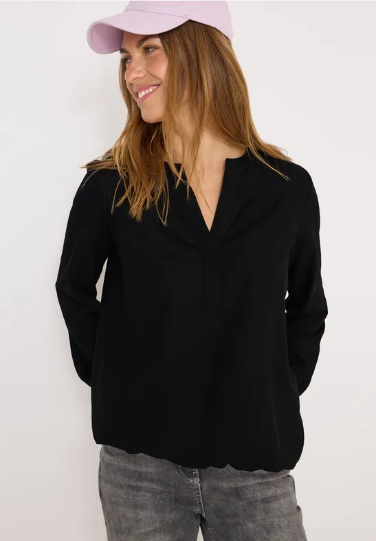 Blouse à col fendu Black