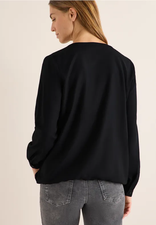 Blouse à col fendu Black