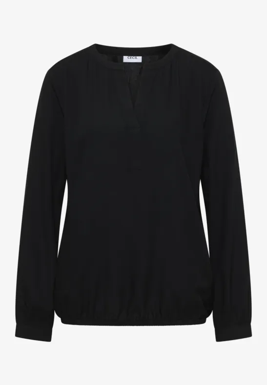 Blouse à col fendu Black