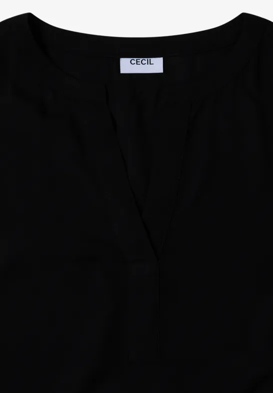 Blouse à col fendu Black