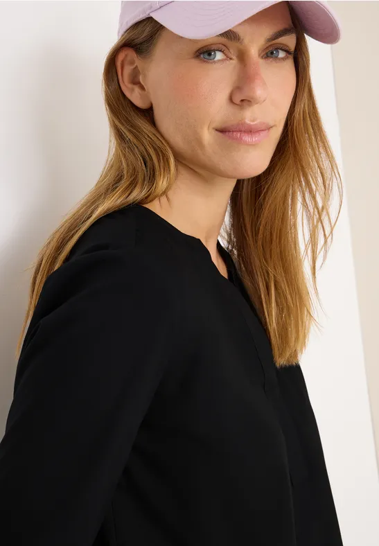 Blouse à col fendu Black
