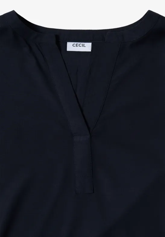 Split Neck Bluse urban dark blue