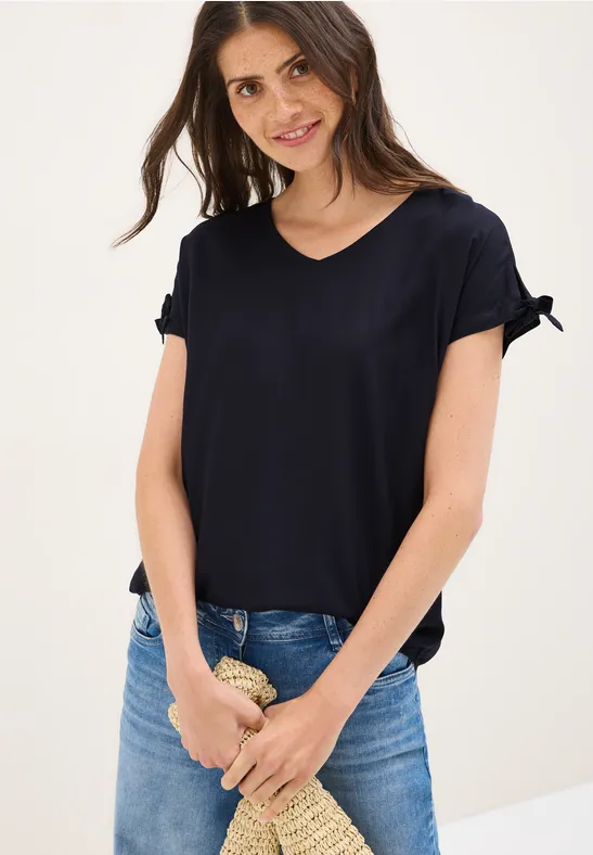 Blusenshirt in Unifarbe urban dark blue