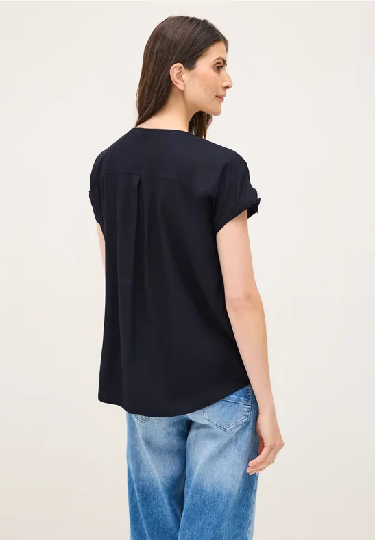 Blusenshirt in Unifarbe urban dark blue