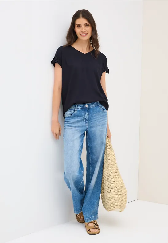 Blusenshirt in Unifarbe urban dark blue