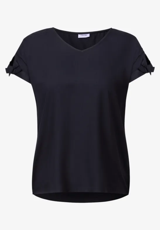 Blusenshirt in Unifarbe urban dark blue