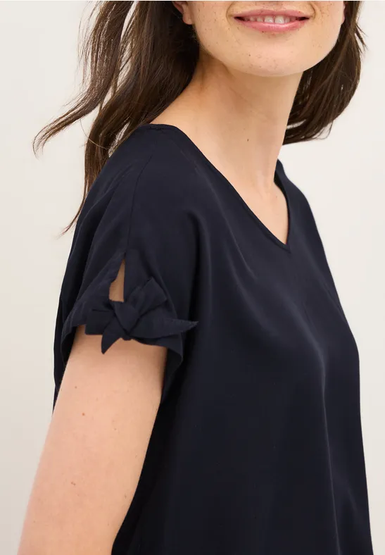Blusenshirt in Unifarbe urban dark blue