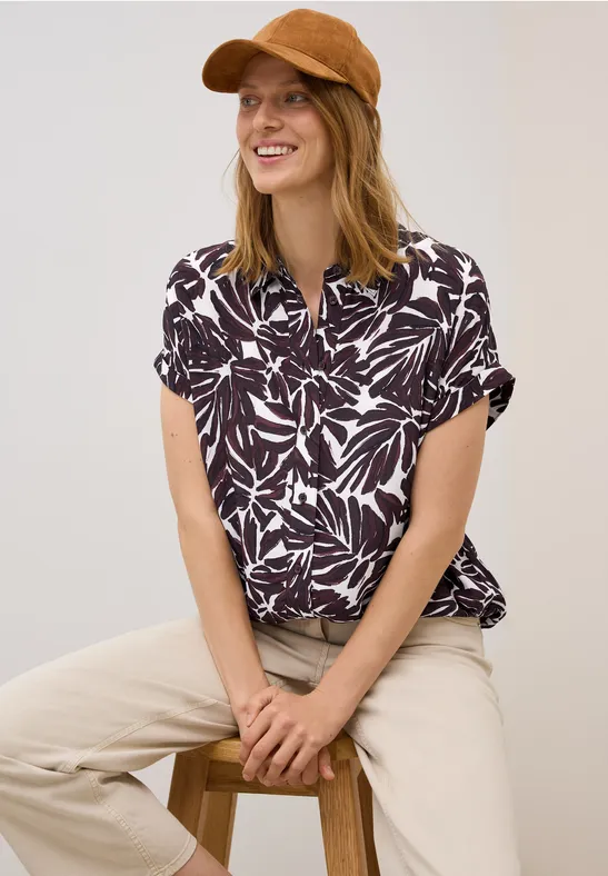 Gemusterte Bluse mulberry red