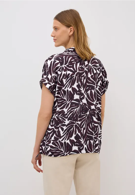 Gemusterte Bluse mulberry red