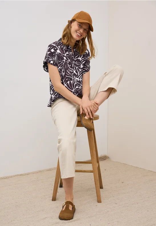 Gemusterte Bluse mulberry red