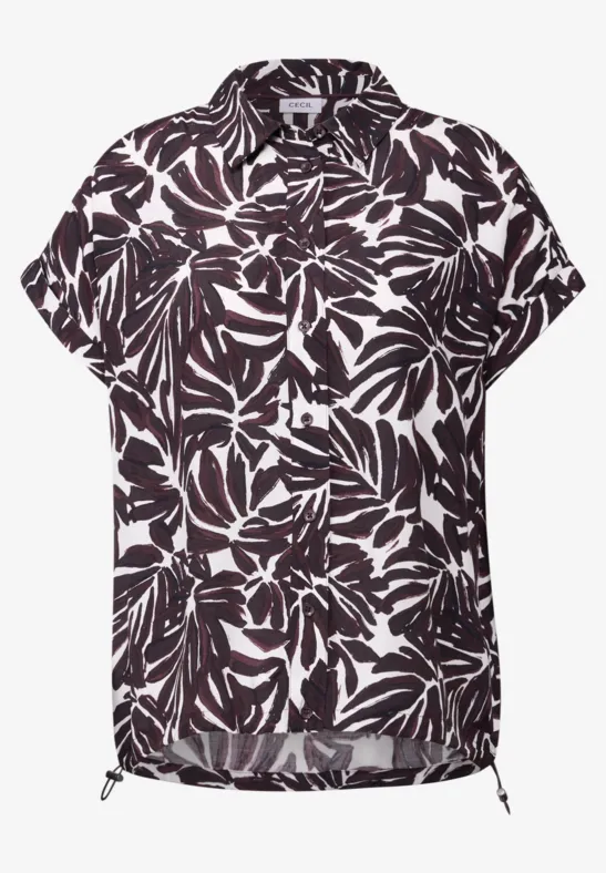Gemusterte Bluse mulberry red