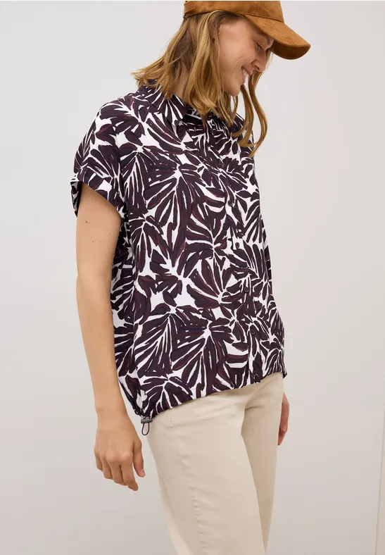 Gemusterte Bluse mulberry red