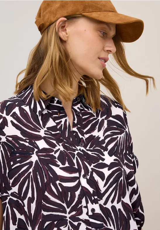Gemusterte Bluse mulberry red