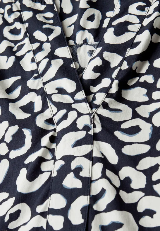 Gemusterte Split Neck Bluse urban dark blue