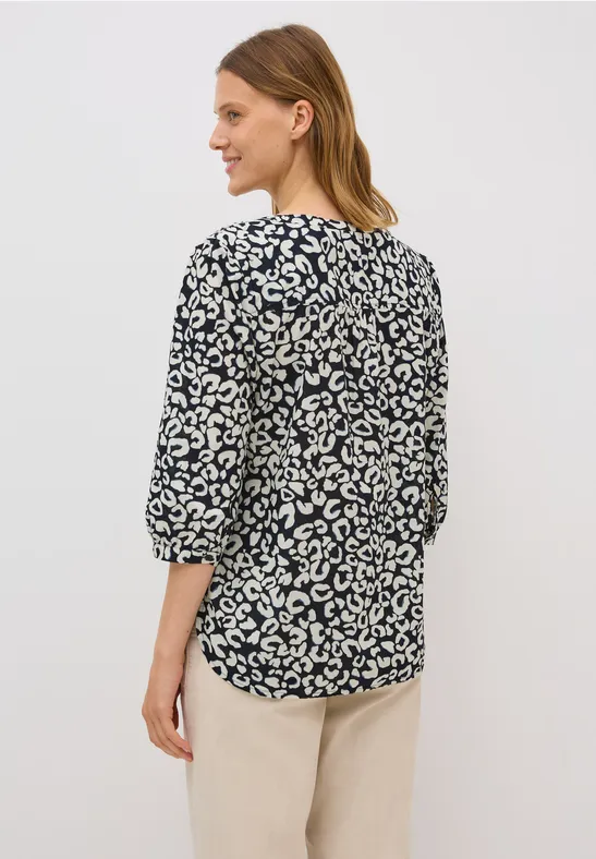 Gemusterte Baumwollbluse urban dark blue