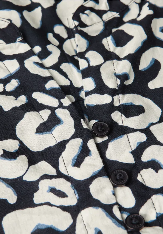 Gemusterte Baumwollbluse urban dark blue