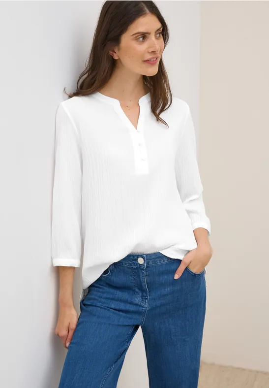 Strukturbluse in Unifarbe White
