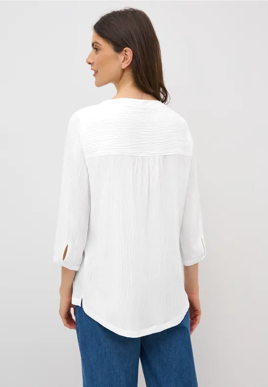 Strukturbluse in Unifarbe White