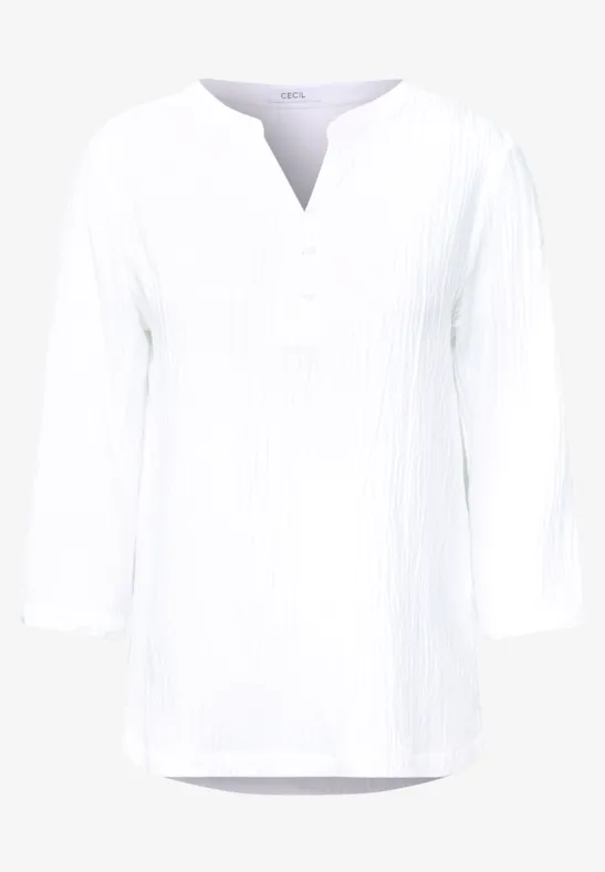 Strukturbluse in Unifarbe White