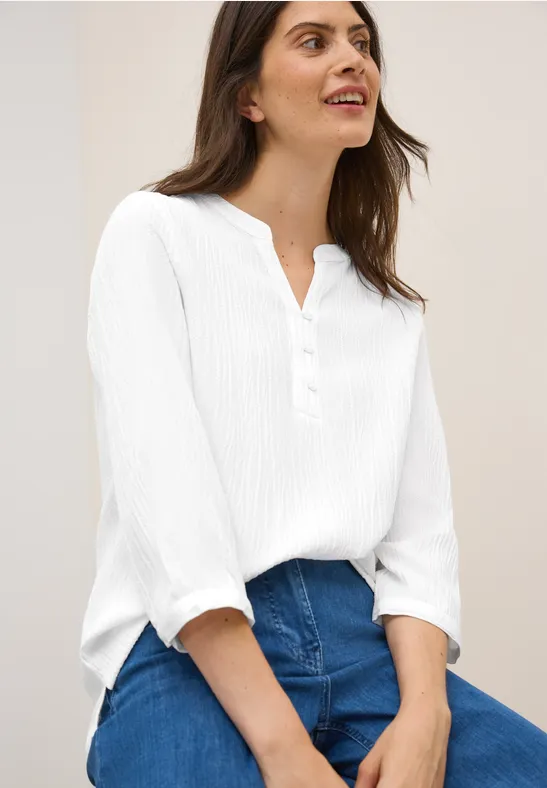 Strukturbluse in Unifarbe White