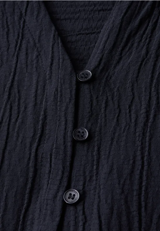 Strukturbluse in Unifarbe urban dark blue