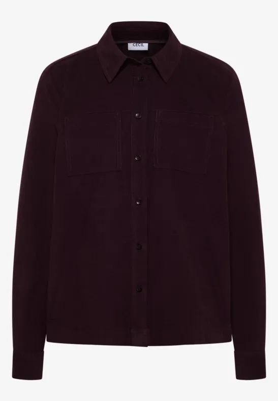 Cord Hemdbluse eggplant red