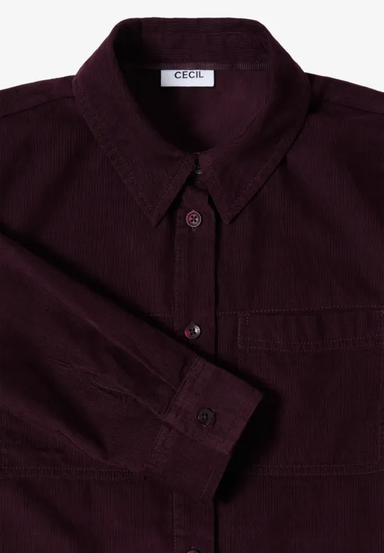 Cord Hemdbluse eggplant red