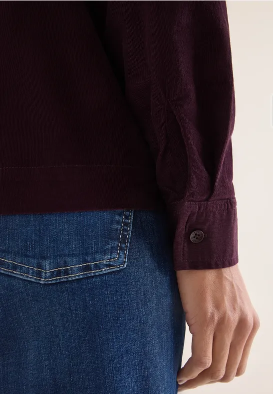 Cord Hemdbluse eggplant red
