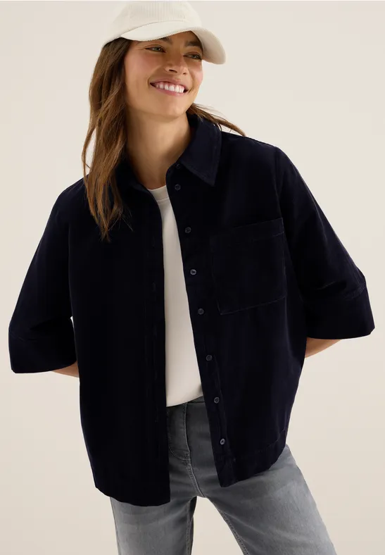 Cord Hemdbluse urban dark blue