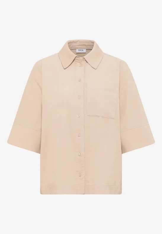 Cord Hemdbluse oat milk beige