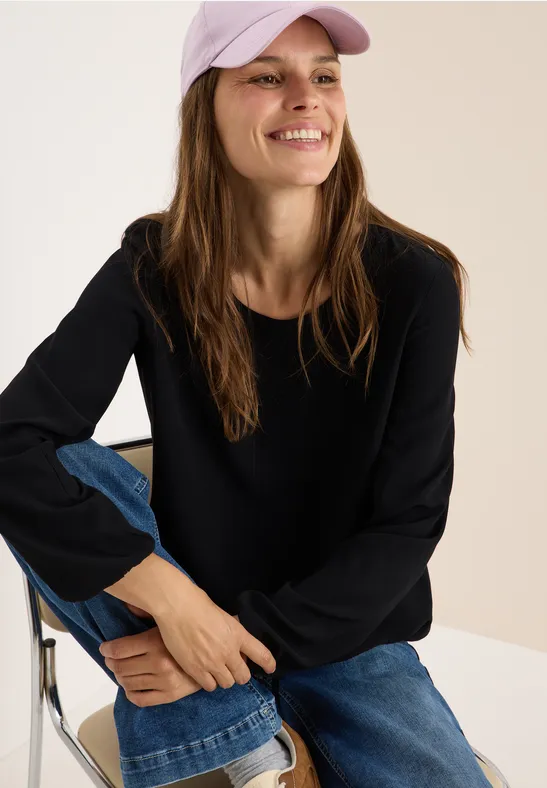 Bluse mit Tunnelzug Black
