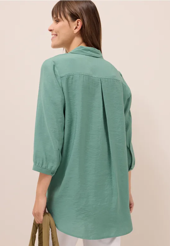 Lange Bluse in Unifarbe jewel green