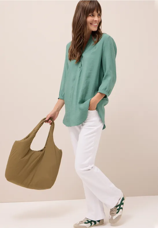 Lange Bluse in Unifarbe jewel green