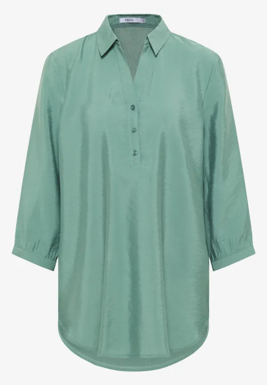 Lange Bluse in Unifarbe jewel green