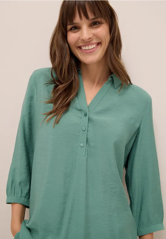 Lange Bluse in Unifarbe jewel green