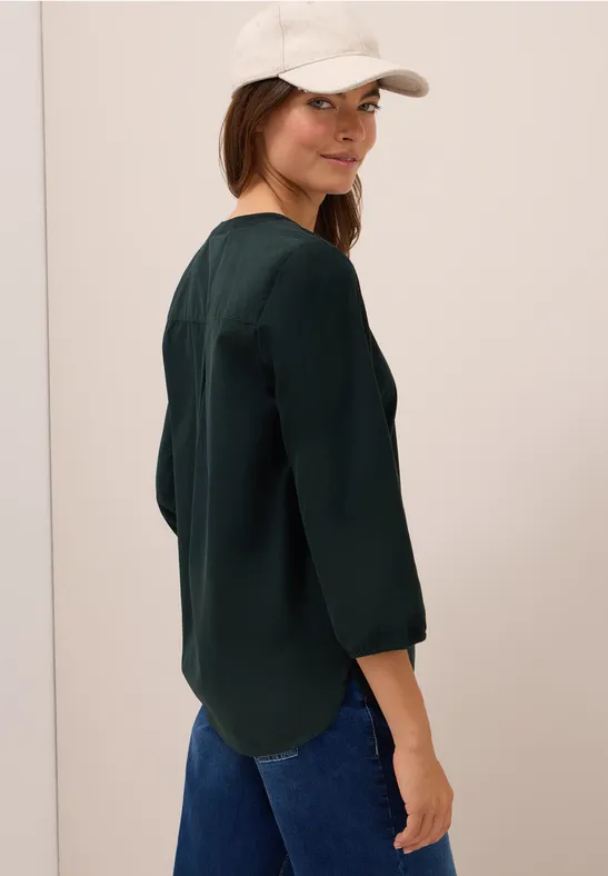 Chemisier en velours côtelé Split Neck ink green