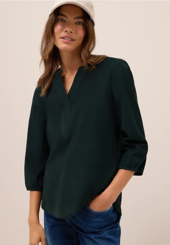 Chemisier en velours côtelé Split Neck ink green