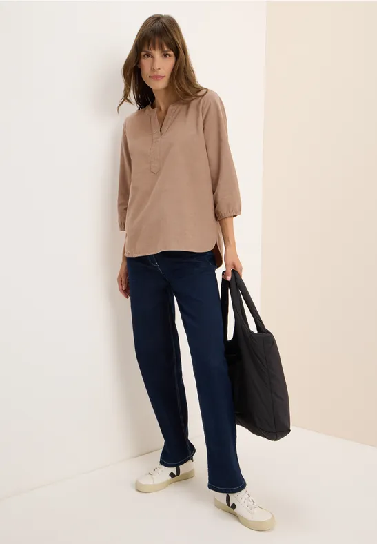Split Neck Cordbluse natural taupe