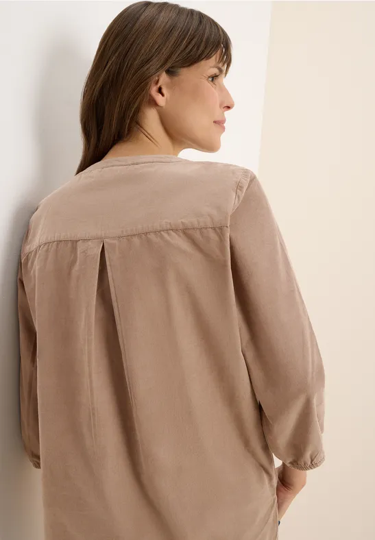 Split Neck Cordbluse natural taupe