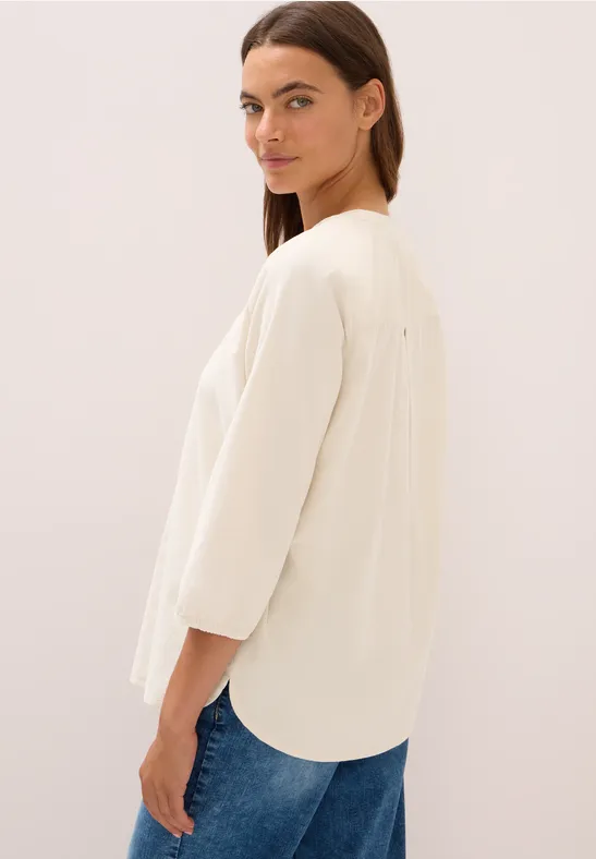 Split Neck Cordbluse oat milk beige